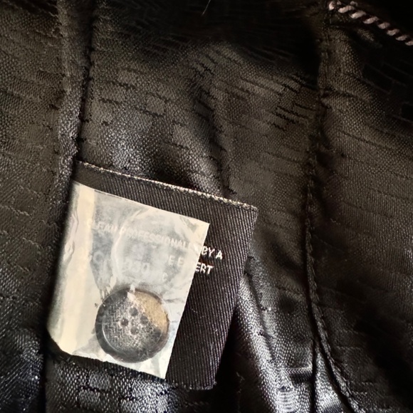 Cole Haan Lambskin Leather Jacket Black Moto Wool Removable Collar M Medium Zip - Picture 4 of 10